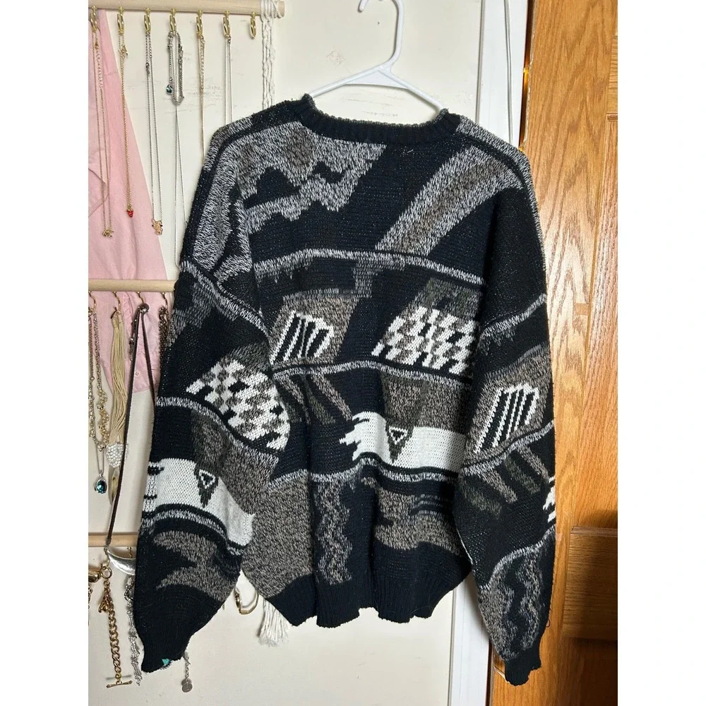 Vintage‎ Knit Sweater Mens Large Grandpa Retro Fair Isle 80s 90s Indie Grunge